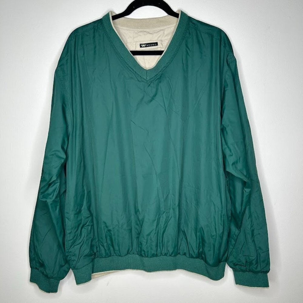 Wedge Men's Reversible Golf Windbreaker Green or Tan XL